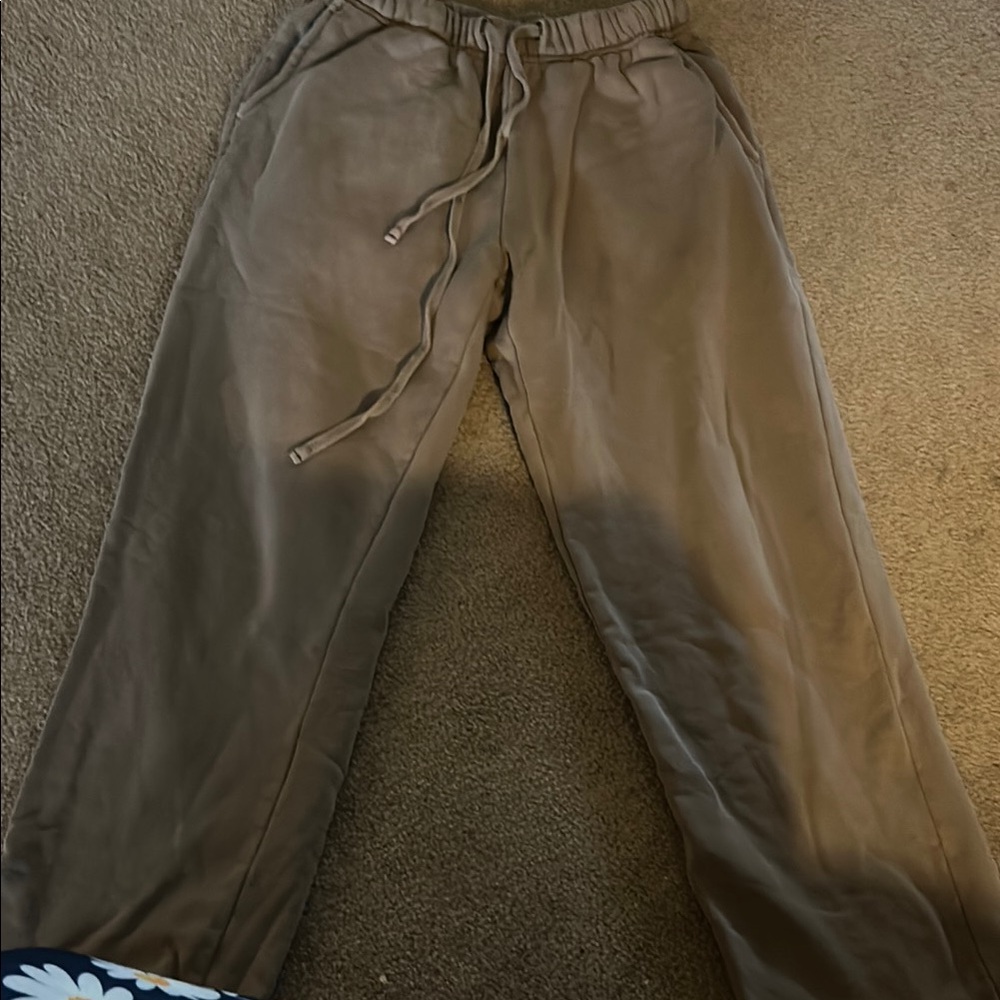 Tan Joggers with Elastic Waistband and Tapered Legs